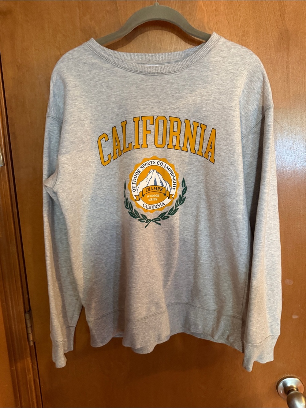 wonder nation Gray California Graphic Sweatshirt with Yellow & Green Print